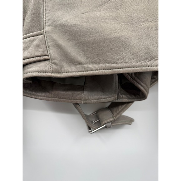 AllSaints Balfern Leather Biker Jacket Women's Size 0 Taupe Moto Fall Edgy‎ - Picture 11 of 16